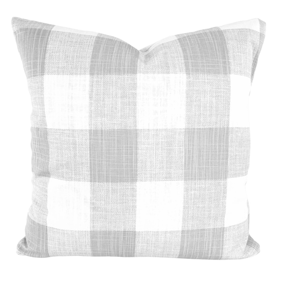 FARMHOUSE Gray White Buffalo Check Throw Pillow Covers Cushions French Grey White Buffalo Plaid Check Gingham Couch Bed Sofa Various Sizes Etsy