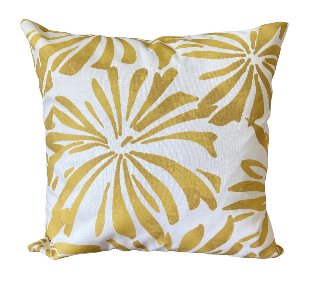 OUTDOOR Yellow Pillow Covers Cushion Covers Spice Yellow White Etsy