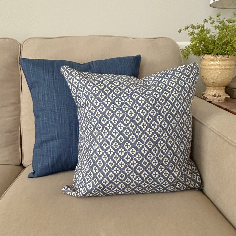 Blue Natural Pillow Covers Designer Throw Pillow Toss Pillow Stonewash