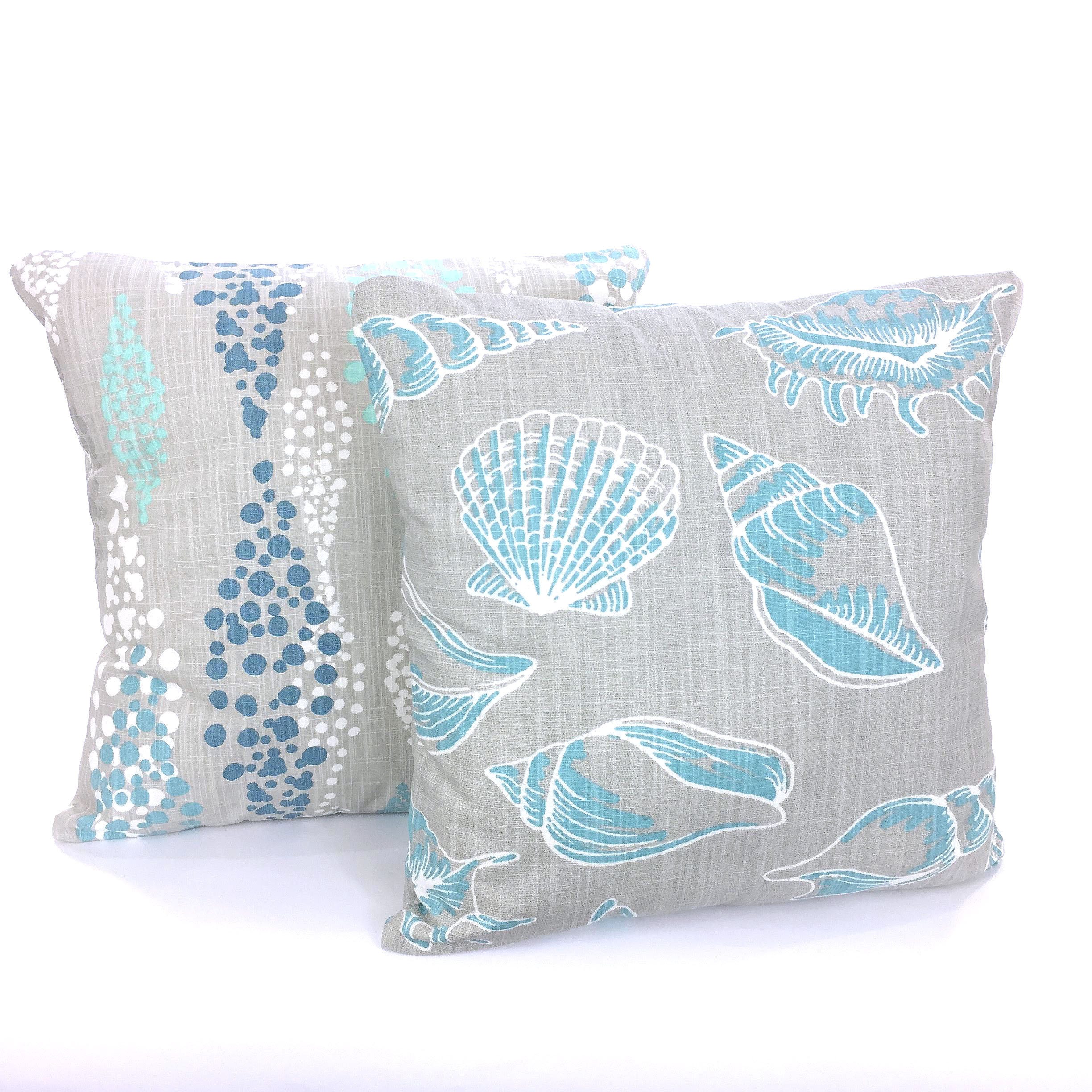 Nautical Indoor Pillow Cover Aqua Gray Decorative Pillows Etsy