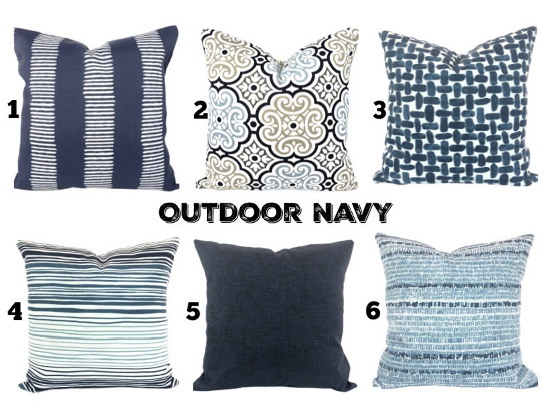 OUTDOOR Navy Pillow Covers Throw Pillows Outdoor Cushions Navy Blue