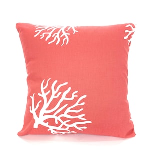 Coral Pillow Covers Nautical Cushions Decorative Throw Pillow Beach Pillow Coral White INDOOR Couch Bed Sofa Pillows Various Sizes