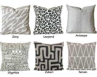 Tan Pillows Black Pillows White Pillow Covers Decorative Throw Pillow Neutral Cotton Animal Print Tribal Geometric Mix & Match Various Sizes