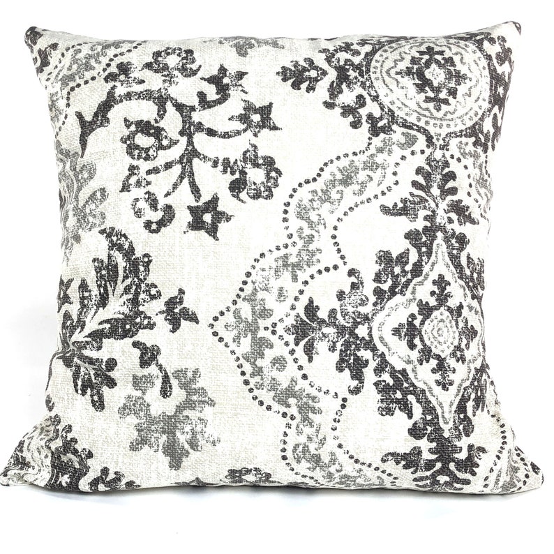 Grey Gold Throw Pillow Covers Farmhouse Cushions Damask Stripe Etsy
