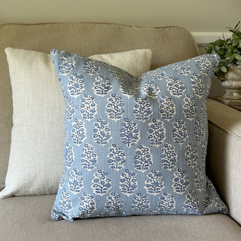 Blue Natural Pillow Covers Designer Throw Pillow Toss Pillow Stonewash