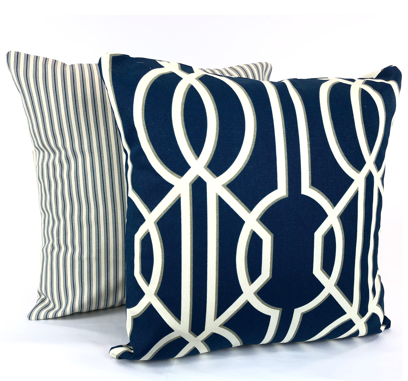 Navy Blue Stripe Pillow Covers Decorative Throw Pillows Etsy