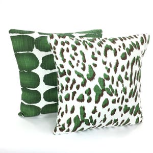 Green Pillow Covers Decorative Pillows Cushion Covers Pine Green White Slub Canvas Shibori Dot Couch Bed Sofa Animal Print Various Sizes image 3
