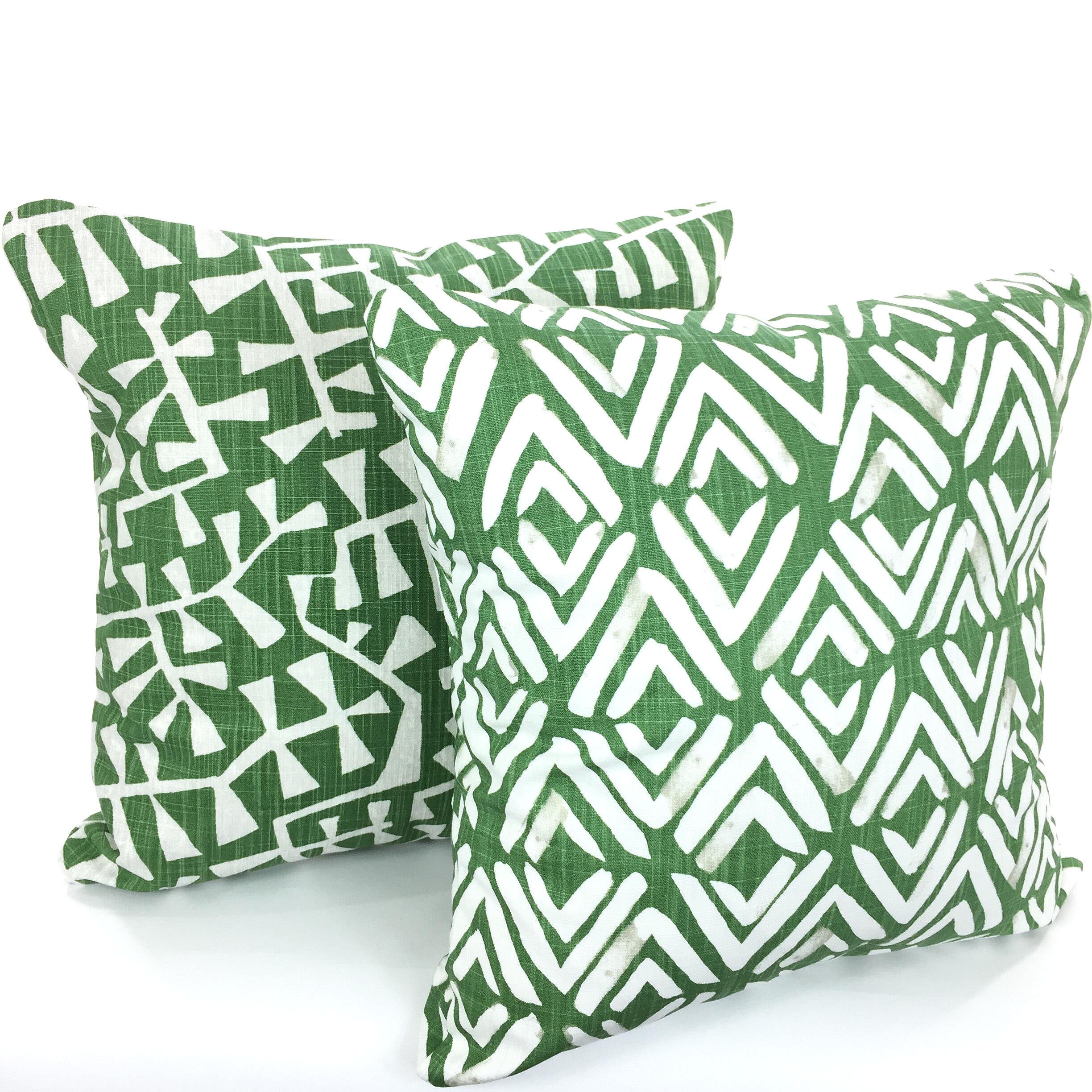 Green White Pillow Covers Decorative Pillows Cushion Covers Etsy