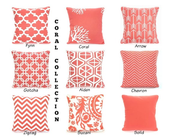 Coral Pillow Covers Decorative Throw Throw PILLOWS Coral Throw Pillow Covers