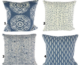 Blue Pillow Covers Pillow Cases Decorative Throw Pillow Cushion Blue Cream Toss Pillow Designer Couch Bedroom Mix & Match Various Sizes