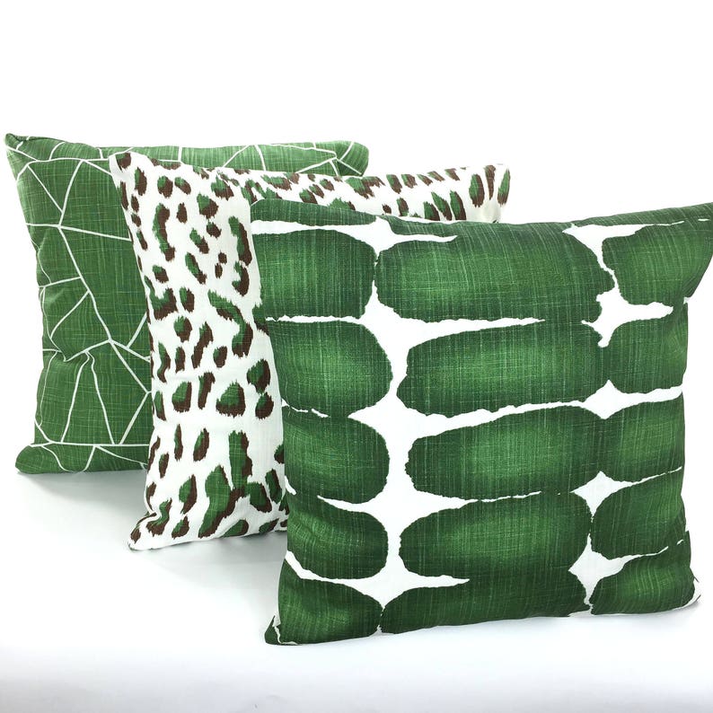 Green Pillow Covers Decorative Pillows Cushion Covers Pine Green White Slub Canvas Shibori Dot Couch Bed Sofa Animal Print Various Sizes image 5