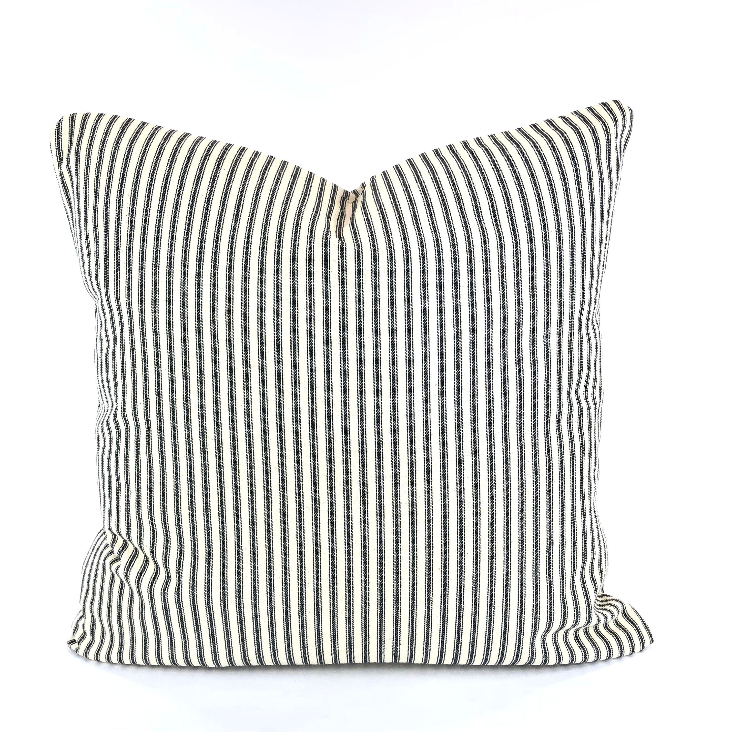 Black Ticking Stripe Throw Pillow Cover 18x18