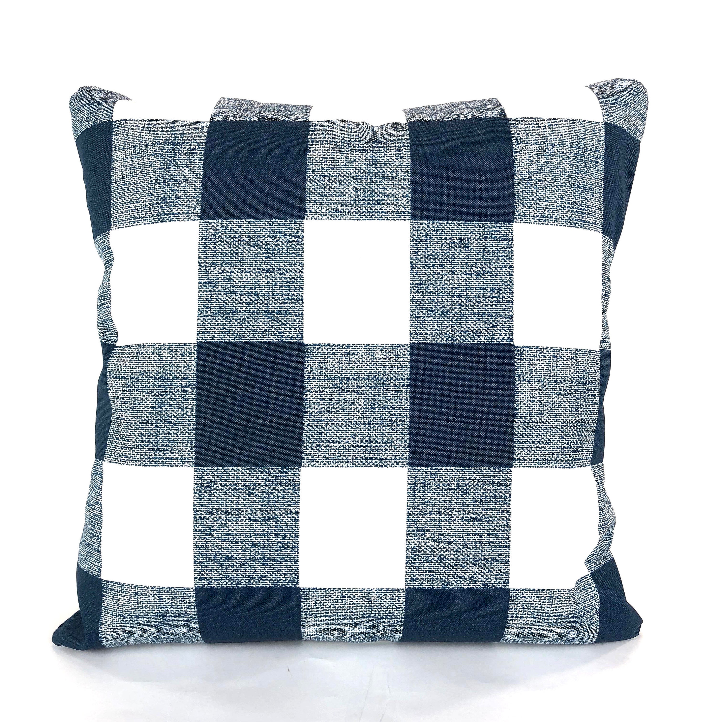 OUTDOOR Navy Blue Buffalo Check Pillow Cover Decorative Throw Etsy