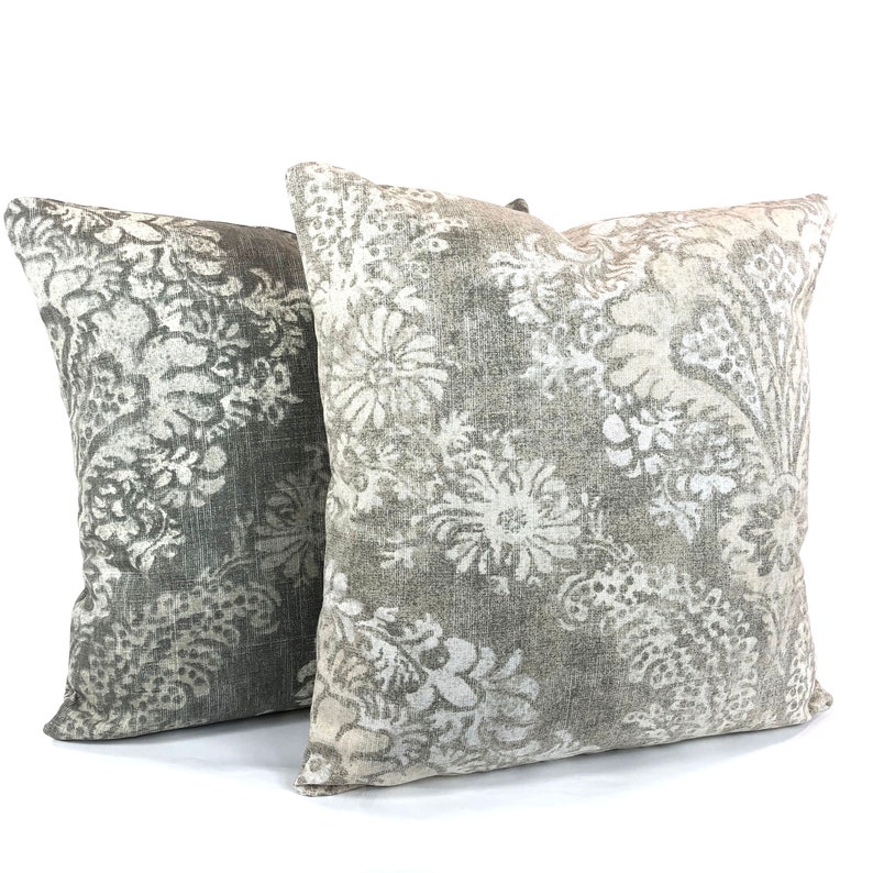 FARMHOUSE Throw Pillow Covers Gray Tan Cushions Ikat Ticking Etsy