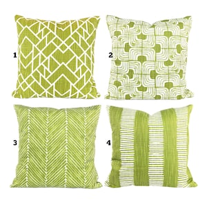 Chartreuse Green Pillow Covers Decorative Throw Pillows Cushion Lime Green White Slub Canvas Couch Bedroom Pillows Mix & Match Various Sizes