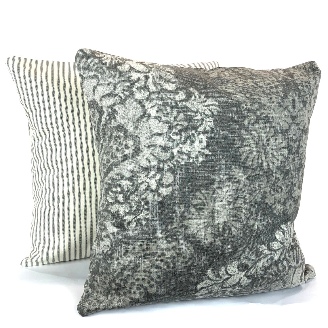 Gray Off White Set of Two Throw Pillow Covers Cushions Etsy