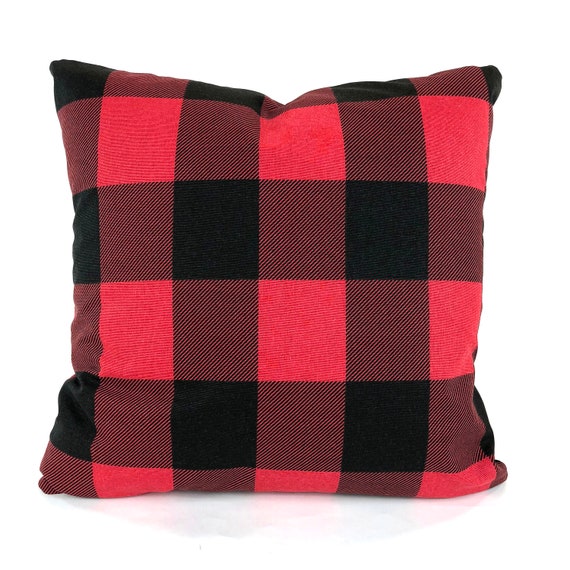 Farmhouse Red Black Buffalo Check Decorative Throw Pillow Etsy