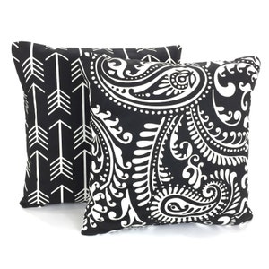 Black White Pillow Cover, Decorative Throw Pillows, Cushions Black and White Arrow Euro Sham, Couch Bed Sofa, One or More ALL SIZES image 3