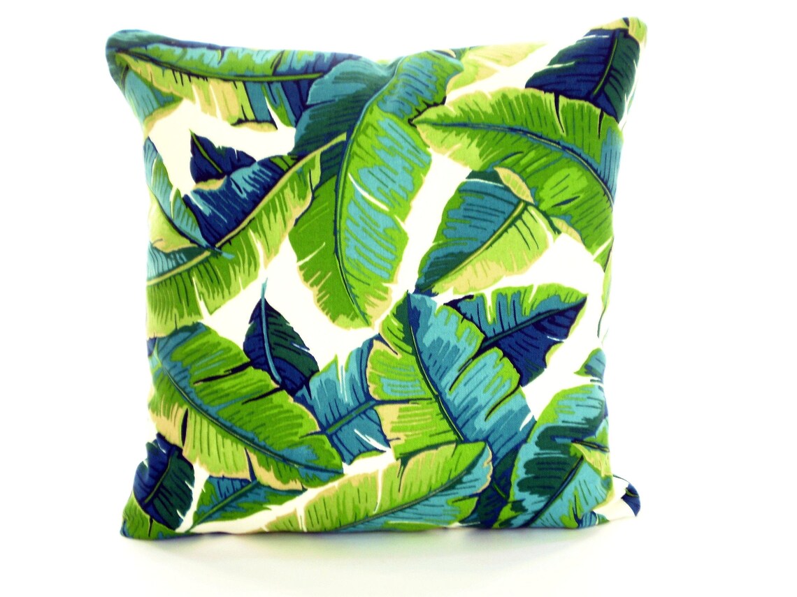 OUTDOOR Tropical Pillow Covers Palms Green Aqua Throw Etsy