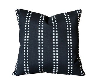 OUTDOOR Black Pillow Covers Stripe Black White Pillows Coastal Beach Cottage Boat Cushion Patio Deck Pillow Sunroom Pillows Various Sizes