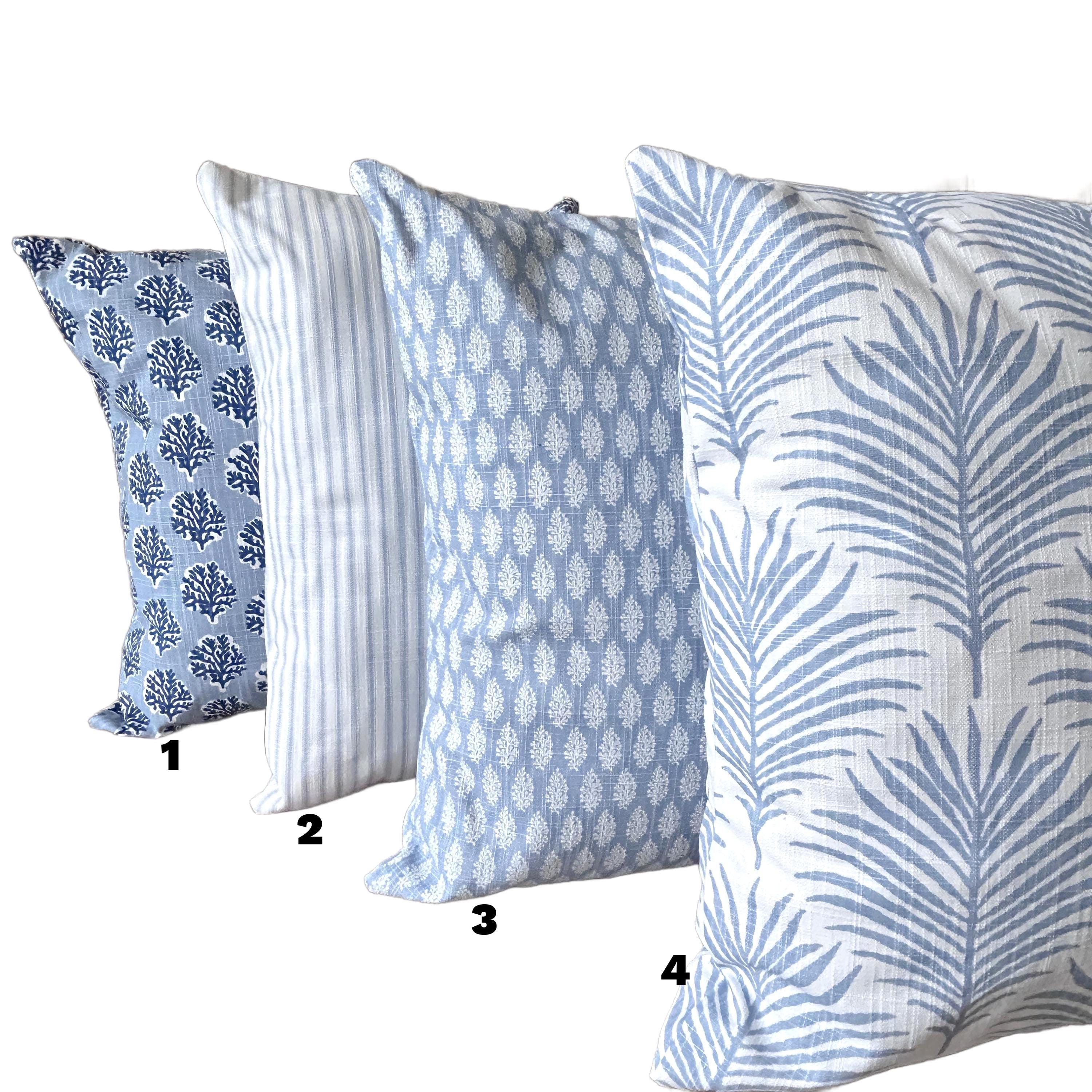Coastal Blue White Pillow Covers Throw Pillows Pastel Blue Light Blue Couch Bed Shams Bedroom Summer Decor  Pillow Case Various Sizes