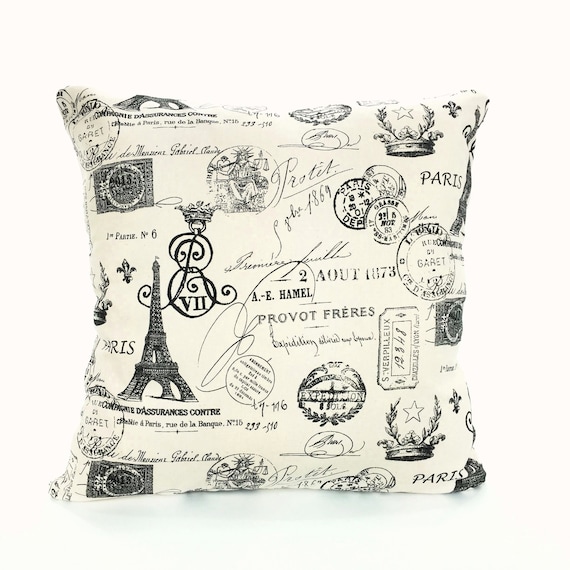 Black Cream Throw Pillow Covers Paris throw pillow | Etsy