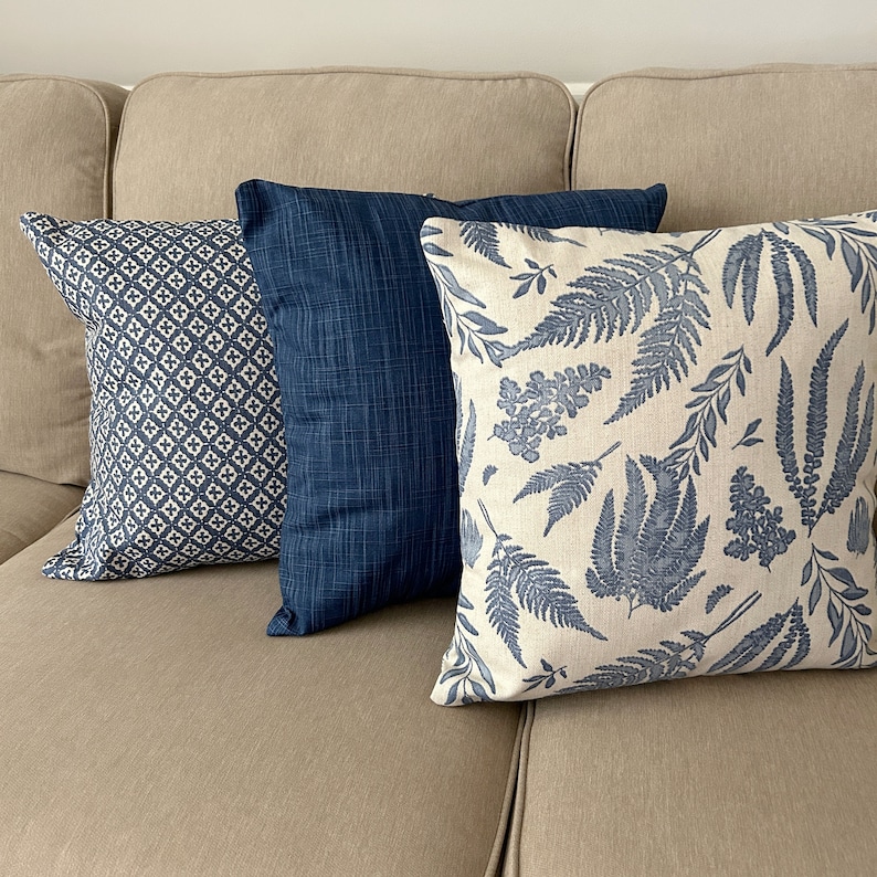 Blue Natural Pillow Covers Designer Throw Pillow Toss Pillow Stonewash