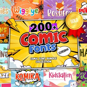 200+ Comic Font Bundle - Cartoon Font, Handwritten Fonts, Display Fonts, Kids Fonts, Cricut, Procreate, Canva, Commercial Use