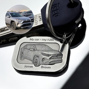 Engraved customized photo 3d keychain gift for car lover dad husband boyfriend new driver fathers day