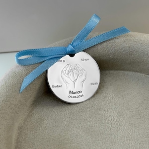 personalized silver baby birth coin with name date time weight height zodiac sign engraved keepsake gift for newborn christening or new mom