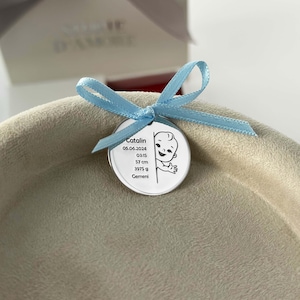 sterling silver newborn baby boy keepsake with engraved birth details name date time weight height perfect gift for christening or new mom
