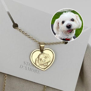 custom heart pendant with pet photo engraving gold plated necklace for dog cat or other animal lovers perfect memorial or gift jewelry