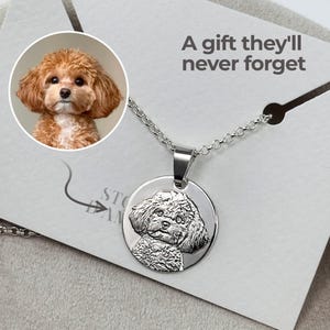 custom pet necklace silver 925 engraved dog portrait pendant personalized keepsake jewelry gift for pet owners memorial charm for dog lovers