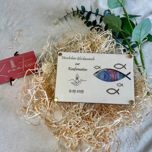 Geschenkkarte zur Konfirmation , Geldgeschenk, Holzkarte, Gutschein, individuelle Personalisierung möglich