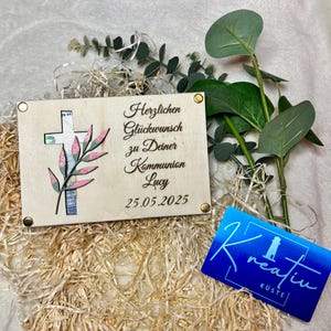 Geschenkkarte zur Kommunion , Geldgeschenk, Holzkarte, Gutschein, individuelle Personalisierung möglich