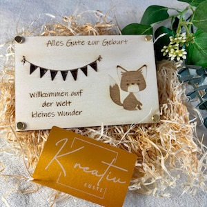 Geschenkkarte zur Geburt, Geldgeschenk, Holzkarte, Gutschein, individuelle Personalisierung möglich