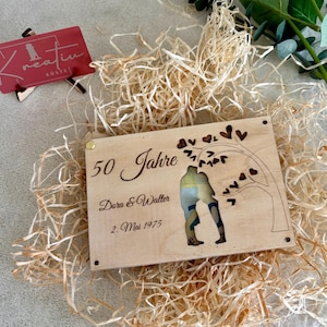 Geschenkkarte, Holzgeschenkkarte, Gutschein, Geldgeschenk aus Holz,Goldene Hochzeit, individuelle Personalisierung möglich