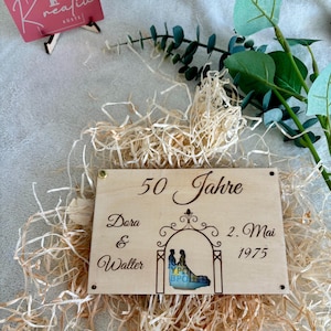 Geschenkkarte, Holzgeschenkkarte, Gutschein, Geldgeschenk aus Holz,Goldene Hochzeit, individuelle Personalisierung möglich