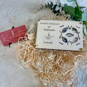 Geschenkkarte zur Konfirmation , Geldgeschenk, Holzkarte, Gutschein, individuelle Personalisierung möglich