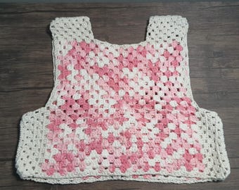 Crochet Pink and White Vest