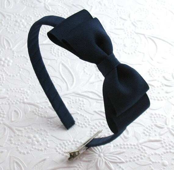 navy blue headband with bow
