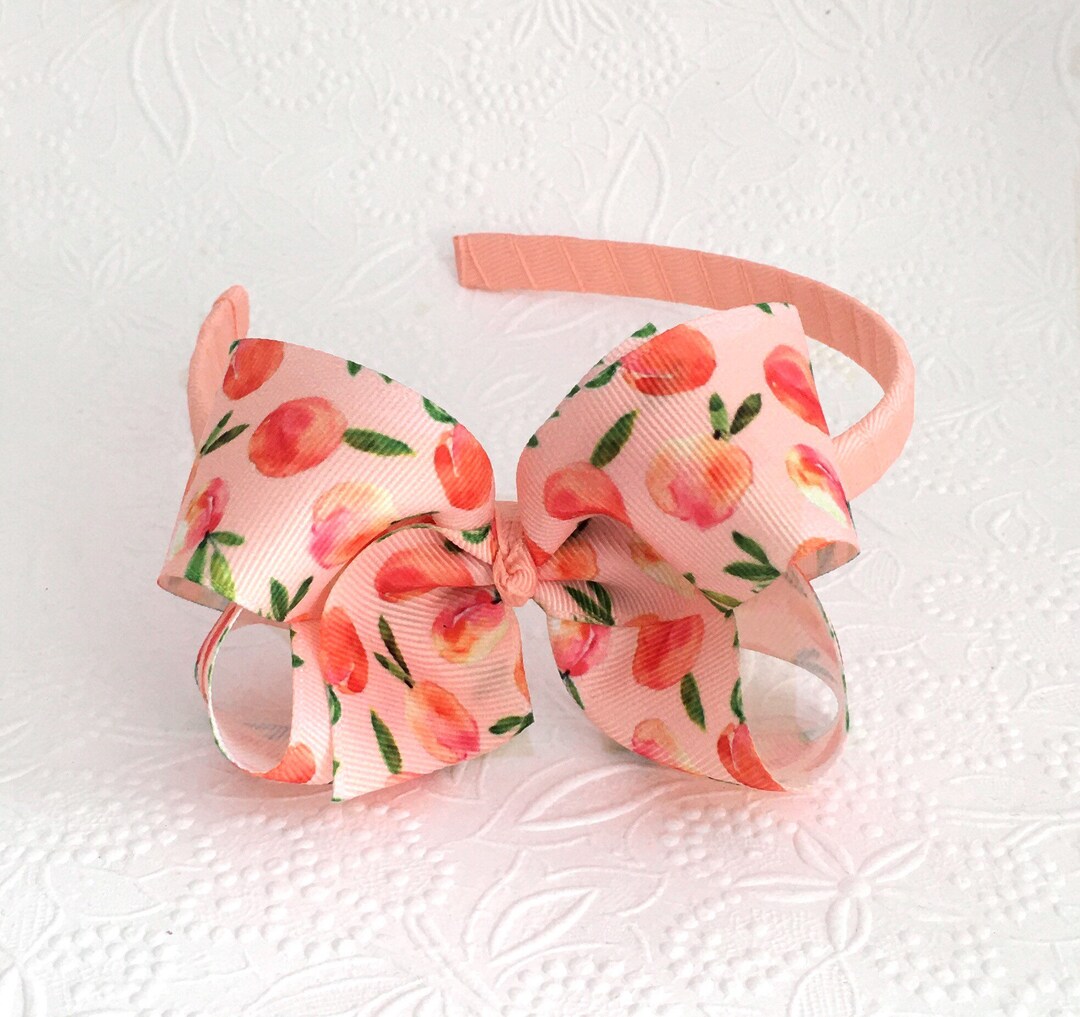 Peaches Hair Bow Headband or Clip Peach Baby Toddler Girl Etsy