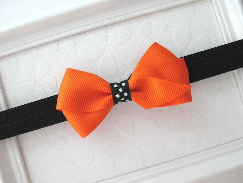 Toddler Headband Orange and Black Headband Infant Headband Baby Bows Halloween Headband Baby Headband Halloween Hair Bow Bow Headband