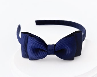Light Navy Blue Bow Headband, School Uniform Bow / Headband, Toddler, Girls, Adult Headband, Light Navy Blue Hair Bow Headband
