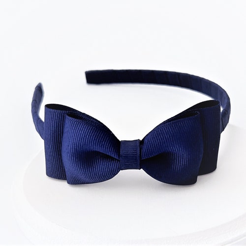 Light Navy Blue Bow Headband School Uniform Bow / Headband Etsy