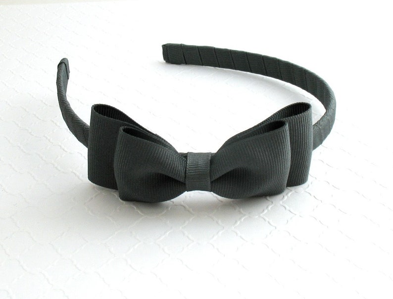Dark Grey Bow Headband School Uniform Headband Girls Hard Etsy Dark Grey Bow Headband School Uniform Headband Girls Hard Etsy