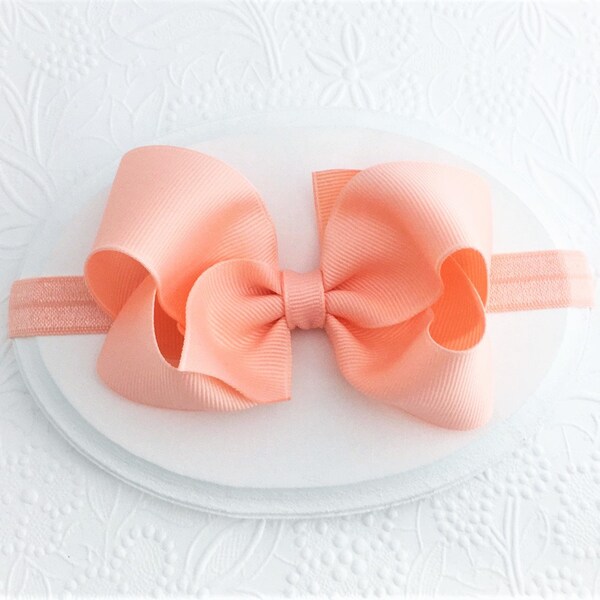 Peach Hair Bow Etsy