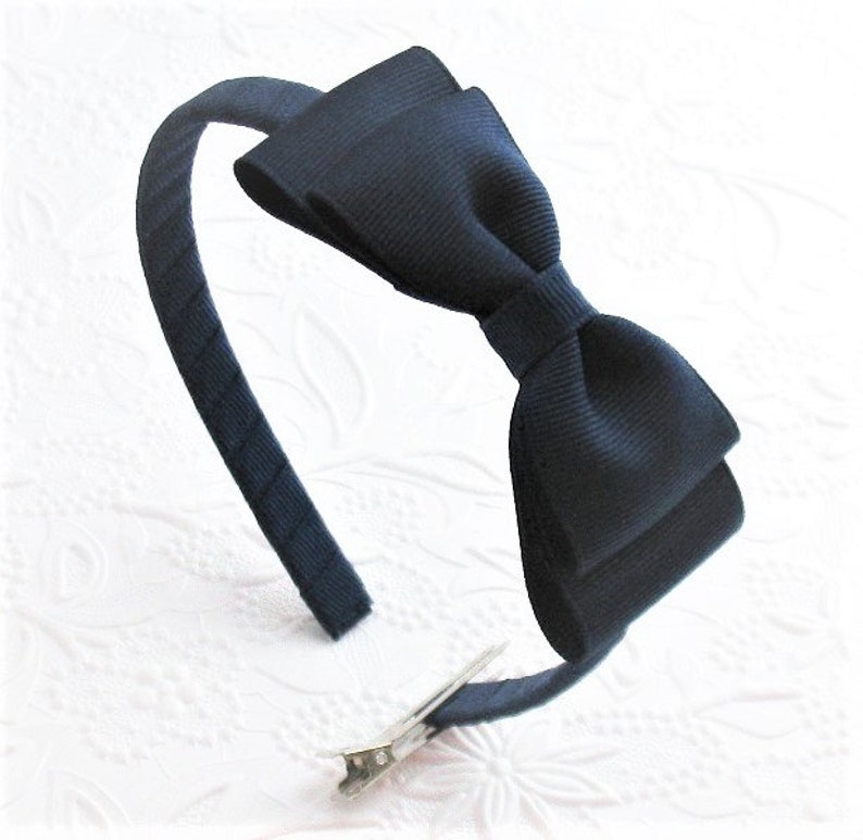 Navy Blue Bow Headband School Uniform Bow / Headband Etsy