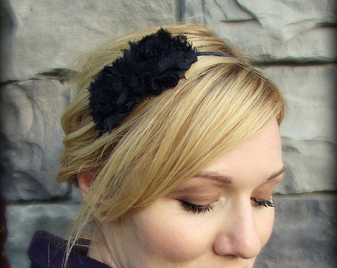 Headbands for Women Black Flower Headband Shabby Chic Double Etsy