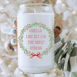 Elf on the Shelf Stress Candle - Funny Christmas Scented Candle, Holiday Gag Gift, Stocking Stuffer, Cozy Home Decor